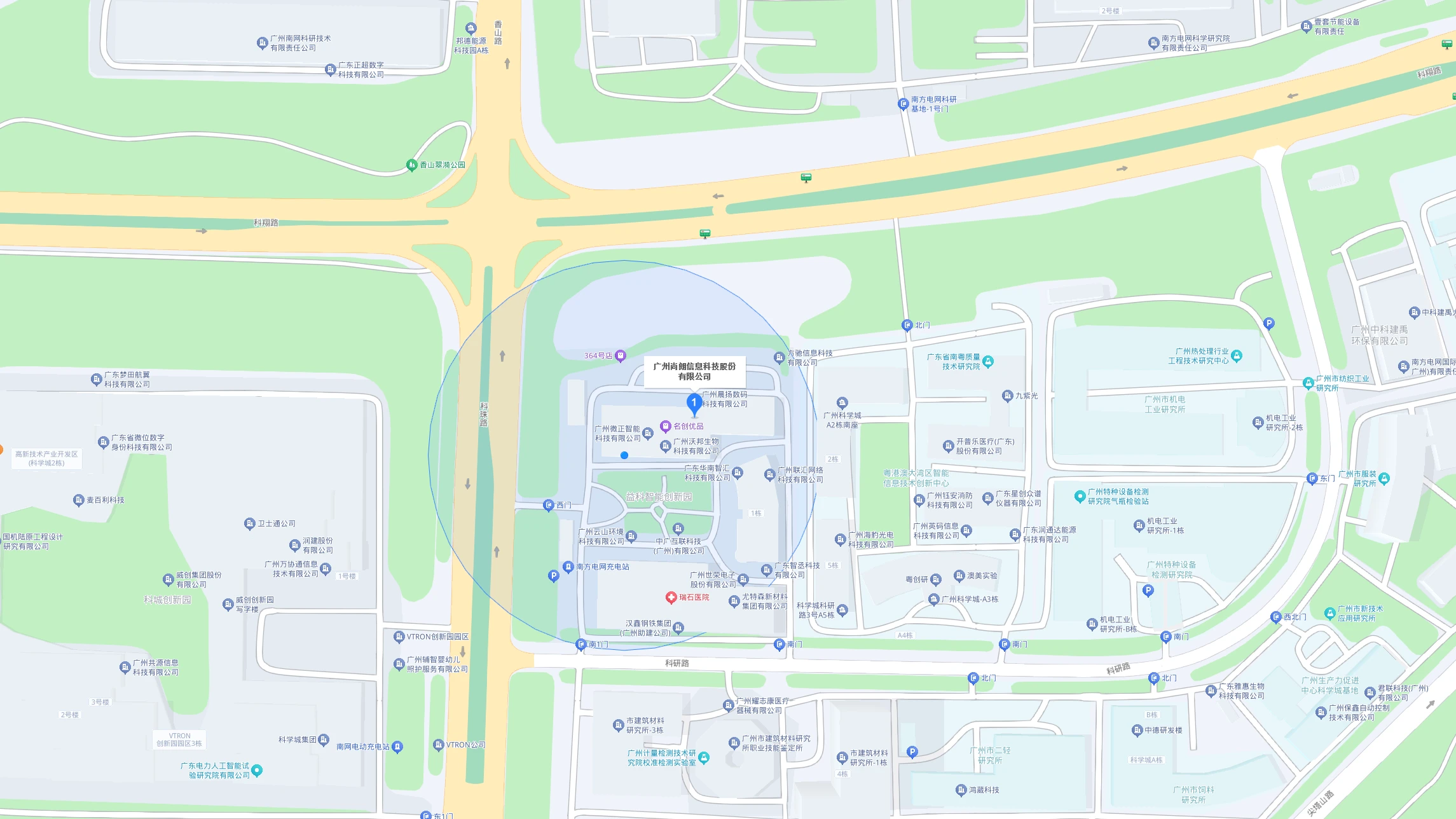 尚朗科技地址地图（广州市黄埔区科珠路232号3栋701-5房）